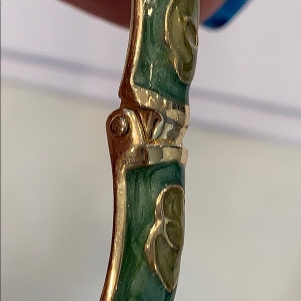 JTF green swirl enamel hinged clamp bangle - Picture 6 of 11